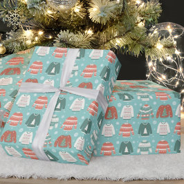 Ugg Christmas Sweater Blue Holiday Wrapping Paper Geschenkpapier