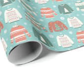 Ugg Christmas Sweater Blue Holiday Wrapping Paper Geschenkpapier (Rolleneckpunkt)