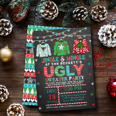 Ugg Christmas Sweater Chalkboard Holiday Party Einladung