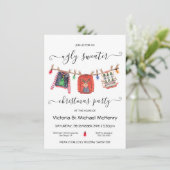 Ugg Christmas Sweater Clothesline Party Einladung (Stehend Vorderseite)