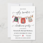 Ugg Christmas Sweater Clothesline Party Einladung (Vorderseite)