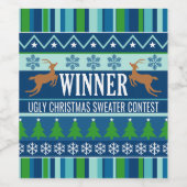 Ugg Christmas Sweater Contest Gewinner erster Plat Weinetikett (Einzelnes Label)