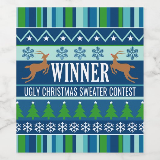 Ugg Christmas Sweater Contest Gewinner erster Plat Weinetikett (Einzelnes Label)