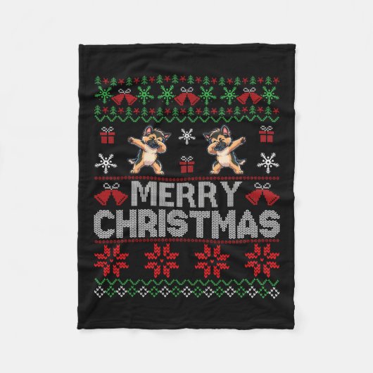Ugg Christmas Sweater German Shepherd Xmas Dog Fa Fleecedecke (Vorderseite)