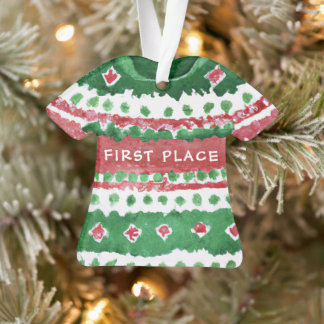 Ugg Christmas Sweater Gewinner Green Red Watercolo Ornament