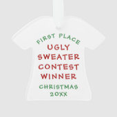 Ugg Christmas Sweater Gewinner Green Red Watercolo Ornament (Rückseite)