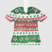 Ugg Christmas Sweater Gewinner Green Red Watercolo Ornament (Vorderseite)