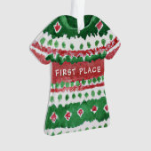 Ugg Christmas Sweater Gewinner Green Red Watercolo Ornament (Vorderseite)