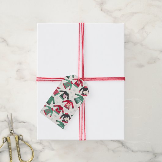 Ugg Christmas Sweater Holiday Pattern Green Red Geschenkanhänger (Mit Garn)