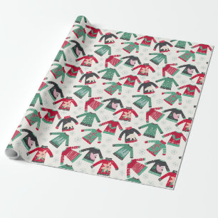 Ugg Christmas Sweater Holiday Pattern Green Red Geschenkpapier