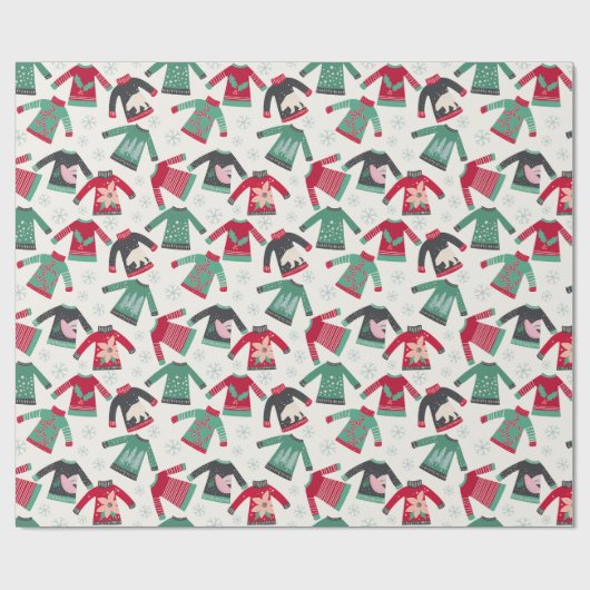 Ugg Christmas Sweater Holiday Pattern Green Red Geschenkpapier (Flach)