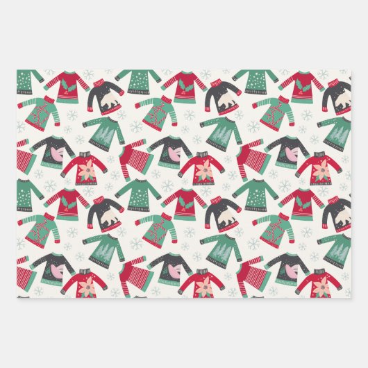 Ugg Christmas Sweater Holiday Pattern Green Red Geschenkpapier Set (Vorderseite)