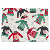 Ugg Christmas Sweater Holiday Pattern Green Red Große Geschenktüte (Rückseite)