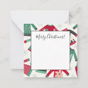 Ugg Christmas Sweater Holiday Pattern Green Red Mitteilungskarte