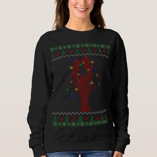 Ugg Christmas Sweater Louisiana Crawfish Lights Sweatshirt (Vorderseite)