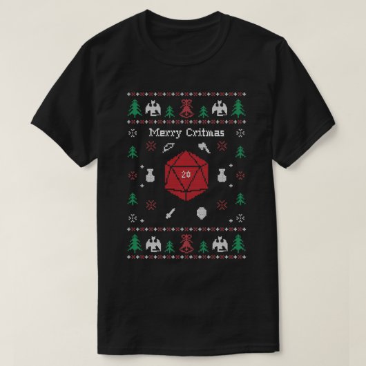 Ugg Christmas Sweater Merry Critmas Dungeons & RP T-Shirt (Design vorne)