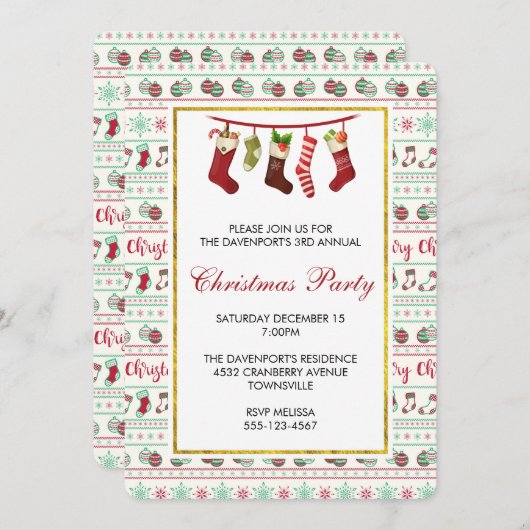 Ugg Christmas Sweater Muster Party laden ein (Vorne/Hinten)