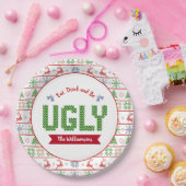 Ugg Christmas Sweater Nordic Red Green Strick Name Pappteller (Party)