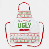 Ugg Christmas Sweater Nordic Red Green Strick Name Schürze (Vorderseite)