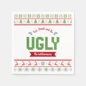 Ugg Christmas Sweater Nordic Red Green Strick Name Serviette (Vorderseite)