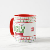 Ugg Christmas Sweater Nordic Red Green Strick Name Tasse (Vorderseite Links)