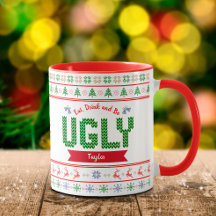 Ugg Christmas Sweater Nordic Red Green Strick Name