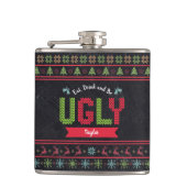 Ugg Christmas Sweater Nordic Strick Name Chalkboar Flachmann (Vorderseite)
