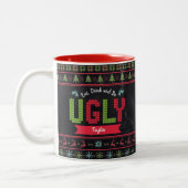 Ugg Christmas Sweater Nordic Strick Name Chalkboar Zweifarbige Tasse (Links)