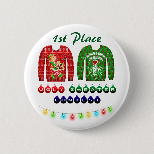 Ugg Christmas Sweater Party 1. Platz Gewinner Button (Vorderseite)