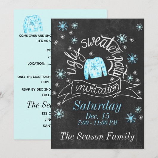 Ugg Christmas Sweater Party Einladung (Vorne/Hinten)