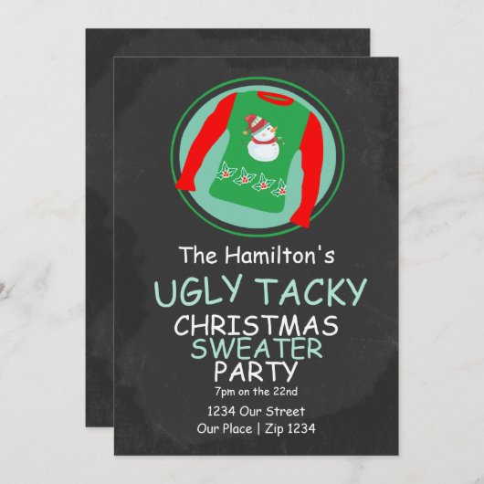 Ugg Christmas Sweater Party Einladung (Vorne/Hinten)