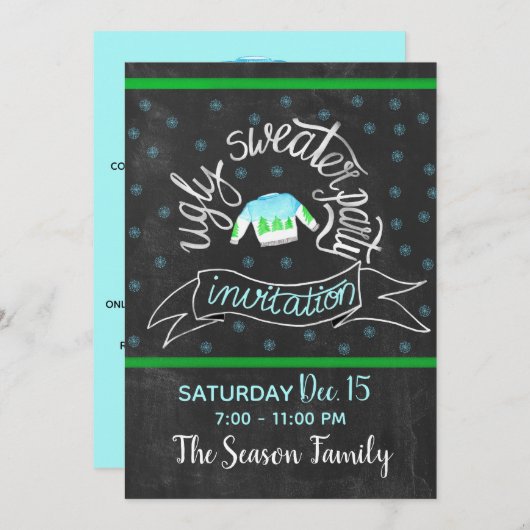 Ugg Christmas Sweater Party Einladung (Vorne/Hinten)
