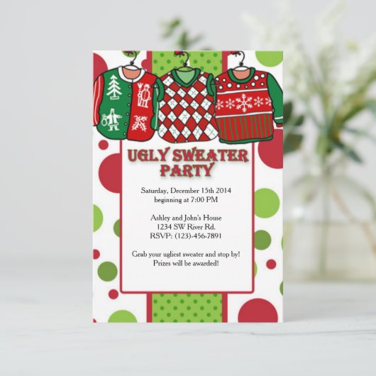 Ugg Christmas Sweater Party Einladung (Stehend Vorderseite)