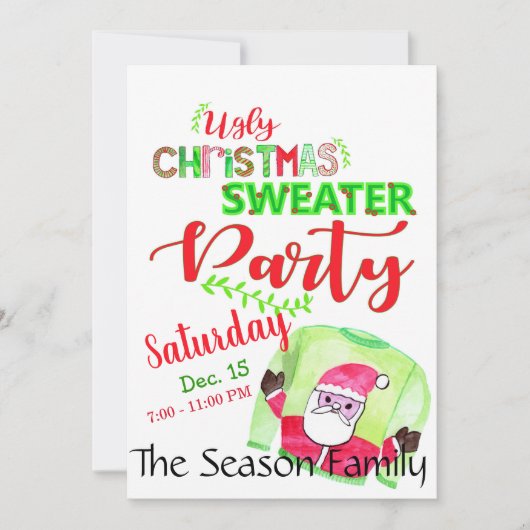Ugg Christmas Sweater Party Einladung (Vorderseite)