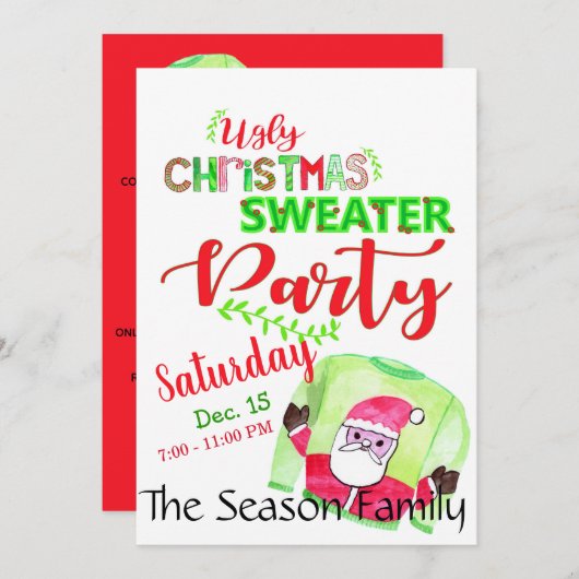 Ugg Christmas Sweater Party Einladung (Vorne/Hinten)