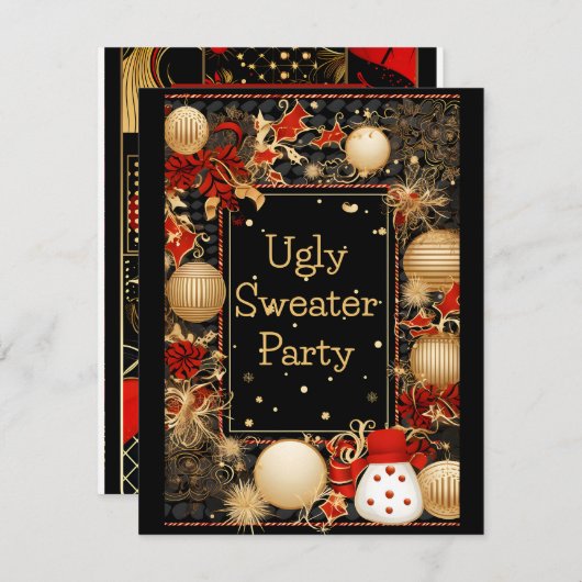 Ugg Christmas Sweater Party Einladung (Vorne/Hinten)