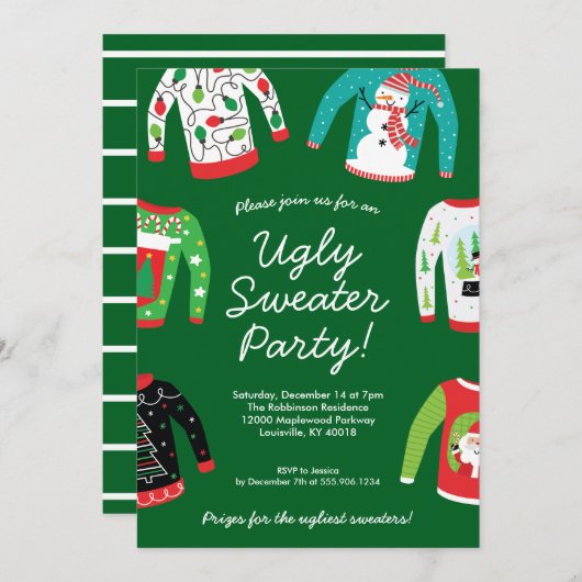 Ugg Christmas Sweater Party Einladung (Vorne/Hinten)
