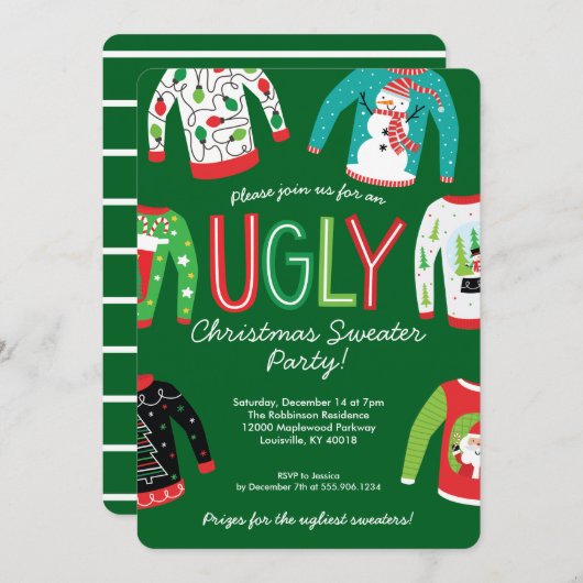Ugg Christmas Sweater Party Einladung (Vorne/Hinten)