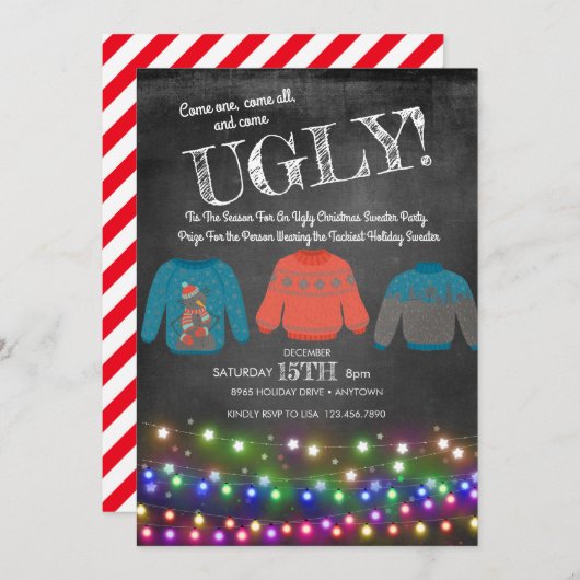 Ugg Christmas Sweater Party Einladung (Vorne/Hinten)