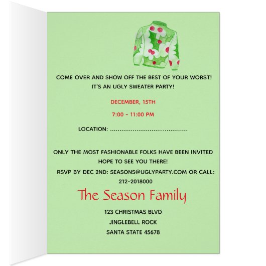 Ugg Christmas Sweater Party Einladung (Innen (Rechts))