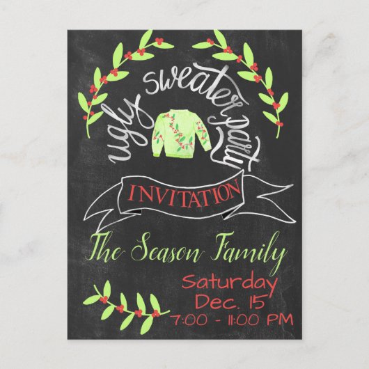 Ugg Christmas Sweater Party Einladung Postkarte (Vorderseite)