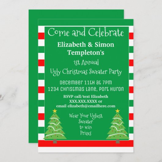 Ugg Christmas Sweater Party Einladungen (Vorne/Hinten)