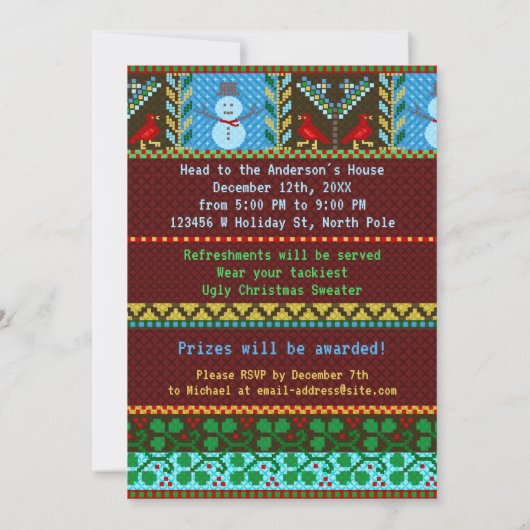 Ugg Christmas Sweater Party Fun Knette Rentier Einladung (Rückseite)