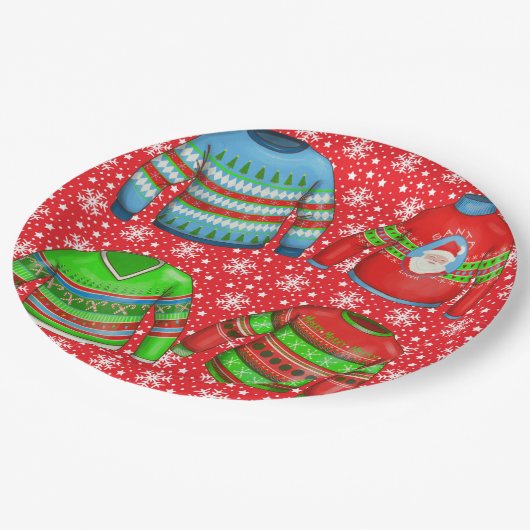 Ugg Christmas Sweater Party Pappteller (Schrägansicht)