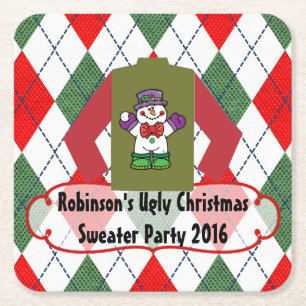Ugg Christmas Sweater Party Personalisiert Rechteckiger Pappuntersetzer