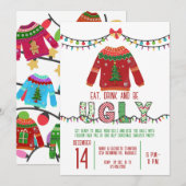 Ugg Christmas Sweater Party Tacky Holiday Party Einladung (Vorne/Hinten)