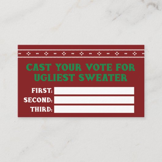Ugg Christmas Sweater Party Vote Card Begleitkarte (Vorderseite)