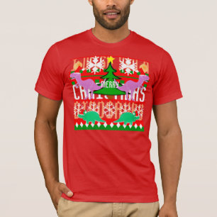 Ugg Christmas Sweater Pattern Cartoon Dinosaurier T-Shirt