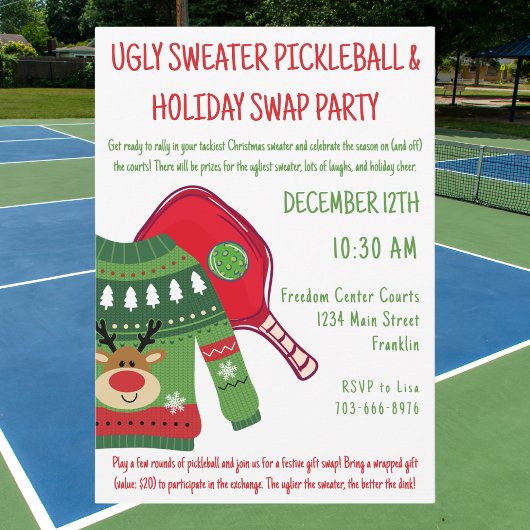 Ugg Christmas Sweater Pickleball Geschenktausch Einladung