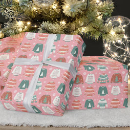 Ugg Christmas Sweater Pink Holiday Wrapping Paper Geschenkpapier